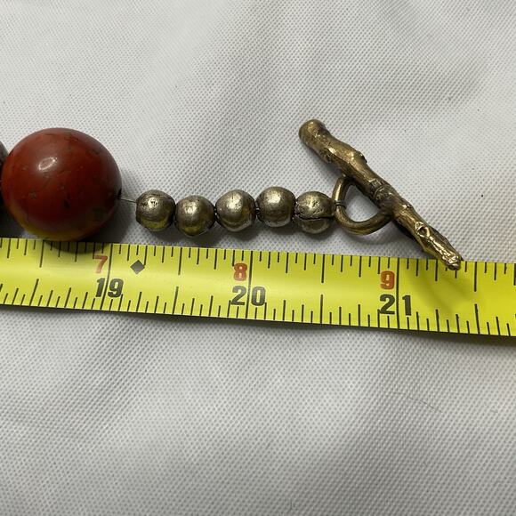 Brutalist Brecciated Jasper Necklace Metal Beads, Sterling & Bronze Clasp 275g - Picture 6 of 14